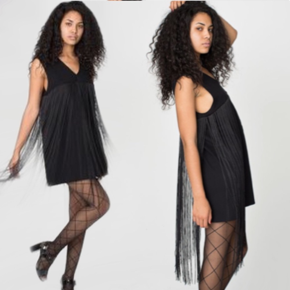 American Apparel black fringe pointe dress